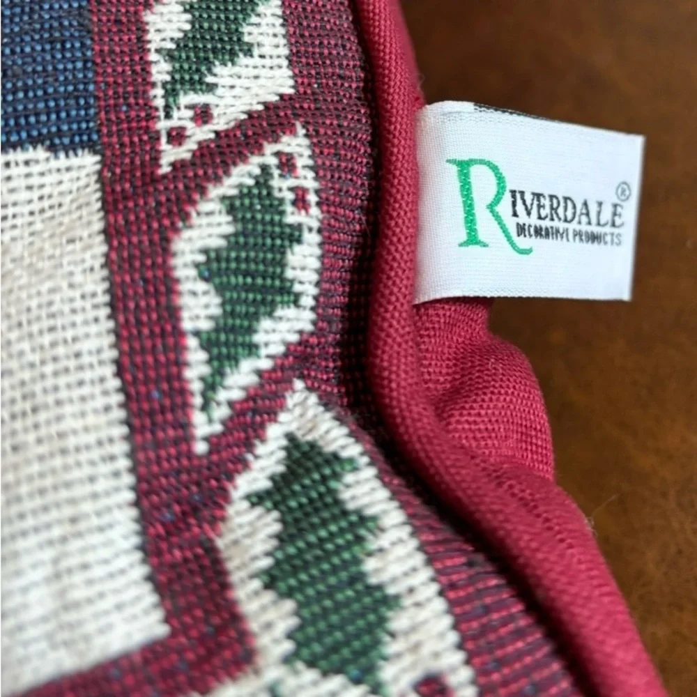 Gorgeous Vintage Christmas Tapestry Pillow made by Riverdale